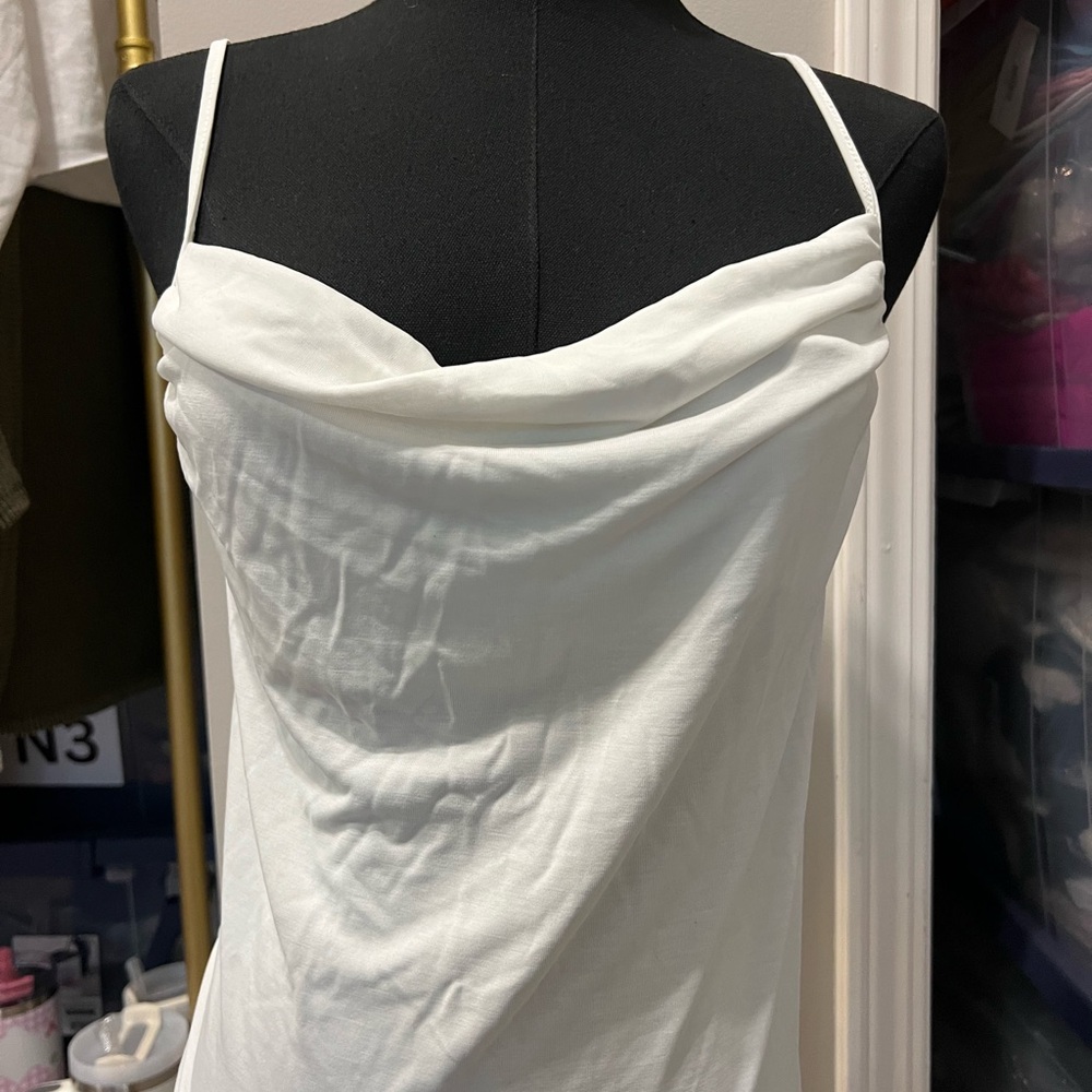Elegant White Cowl Neck bodysuit